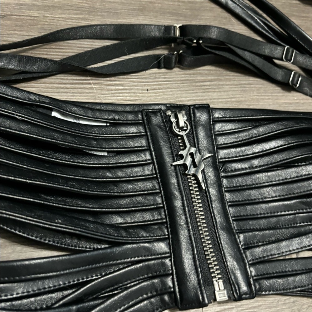 NWT Dolls Kill / Darker Wavs Black Pitch Strappy 3-Piece Lingerie Set - Picture 4 of 10